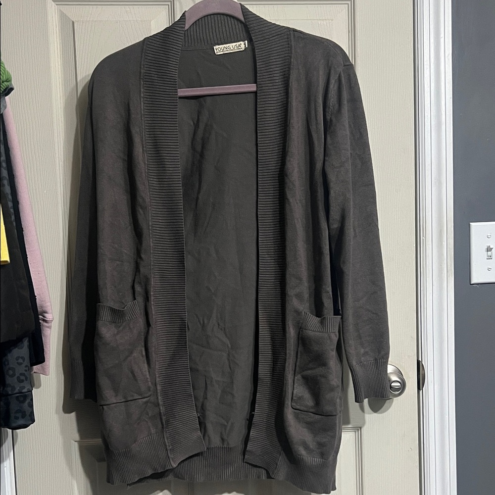 Charcoal Gray Cardigan Sweater